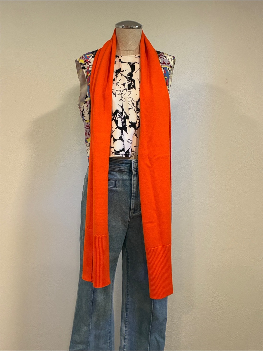 COS Bright Orange Knit Wrap Scarf